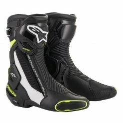 Alpinestars SMX Plus V2 Road Boots - Black/White/Fluro Yellow